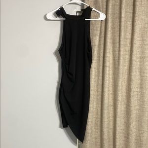 B Darlin Black Asymmetrical Backless Halter Dress